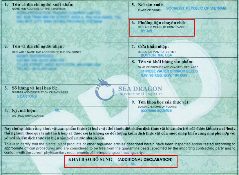 THAY ĐỔI KHI CẤP CHỨNG NHẬN KIỂM DỊCH THỰC VẬT CHO H&Agrave;NG XUẤT KHẨU TẠI VIỆT NAM - SEA DRAGON LOGISTICS